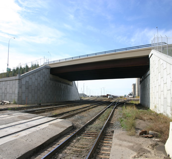 156 Street:Yellowhead Trail Interchange Bridge over railway tracks
